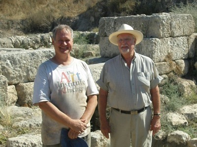 Dr William Dever and Daniel Pride at the Tel Gezer Solomonic Gate